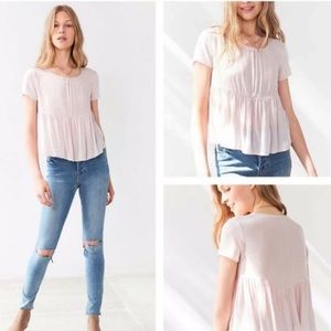 Urban Outfitters Babydoll PinkKeyhole Cutout Top